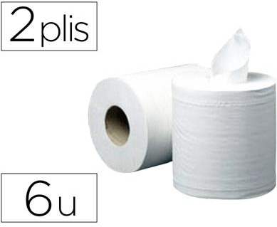 Bobines Essuie-Mains Dévidage Central 2 Plis – 450 Feuilles 20x20 Cm – Lot De 6 Rouleaux Haute Absorption