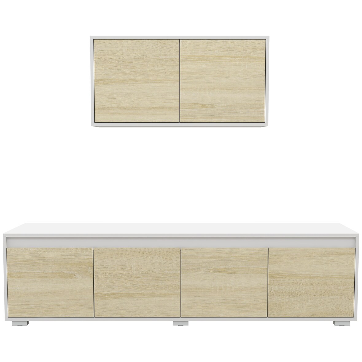 HOMCOM Set 2 Pezzi in Truciolato Mobile TV e Mobile Multiuso a Muro