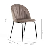 thumbnail of Set van 2 fluwelen stoelen voor binnen, gestoffeerd, metalen poten, elegant design voor eetkamer, bar en restaurants–Taupe/Donkergrijs-Sonia