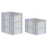 thumbnail of PROREGAL 4x Eurobox NextGen Color | HxBxT 22x40x60cm | 44 Liter | Griffe gelb geschlossen | Verstärkter Boden | Eurobehälter