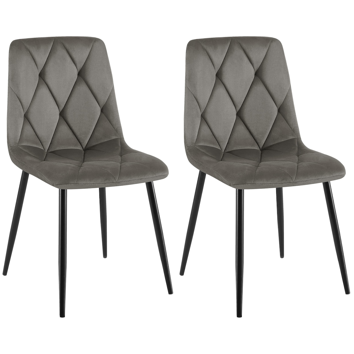 Set van 2 Eetkamerstoelen Clairton antraciet/Fluweel