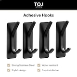 thumbnail of TOJ Living Kleiderhaken – 4er-Set – matt schwarz – selbstklebend – ohne Bohren – inkl. Klebestreifen – Wandhaken