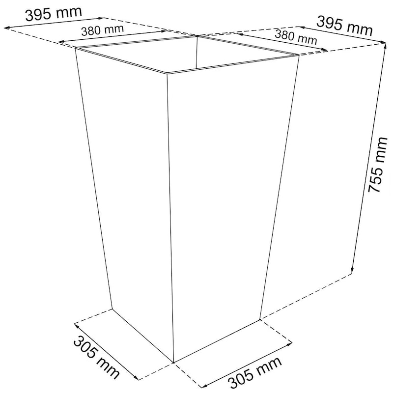 Maceta Plástico Prosperplast Rato Square 91,5l Con Inserto 40x40x75 Cm