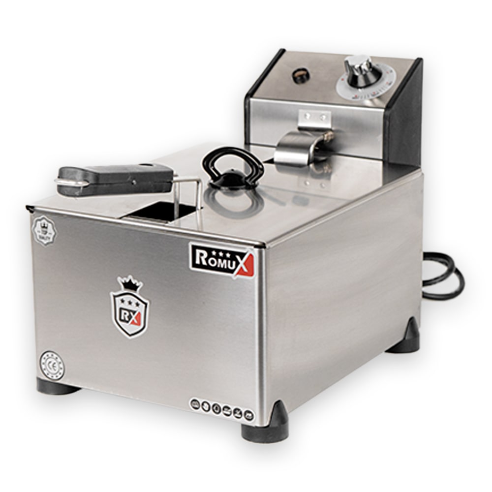 Romux® Fritadeira Elétrica Industrial 5 Litros Simples de Bancada | Fritadeira Profissional Aço Inoxidável 3500 W com Termostato Alta Precisão