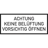 thumbnail of Hinweisschild, Achtung keine Belüftung, 150x350mm, Folie - 350x150 mm Folie selbstklebend