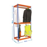 thumbnail of Simonclothing kledingrek 2 planken. Kleur BLAUW/ORANJE 3000x1500x750 mm