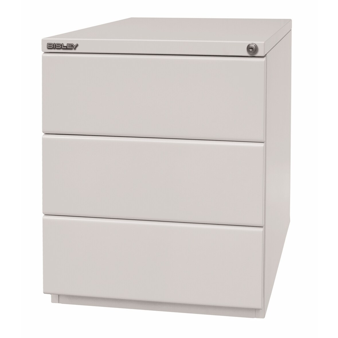 BISLEY OBA Rollcontainer mit 3 Schüben aus Metall abschließbar in lichtgrau - Bürocontainer mit Schloss für DIN A4 Dokumente, Kleinteile &
