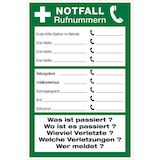thumbnail of Aushang, Notfall Rufnummern - 200x300x1.5 mm Kunststoff