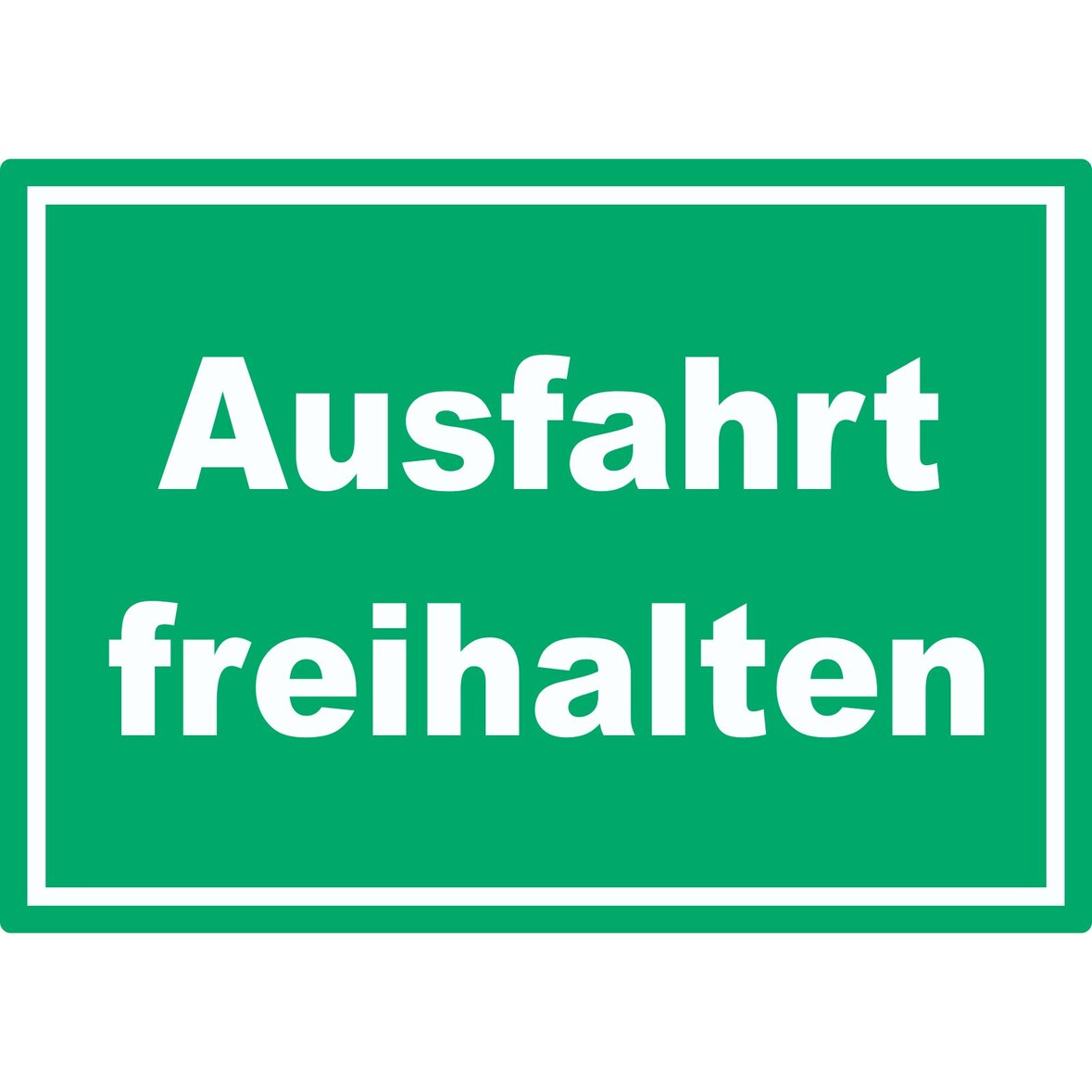 Ausfahrt freihalten Schild grün-weiß A4 (210x297mm)