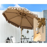 thumbnail of 4goodz Parasol met Volant en kantfranjes Ø264 cm - kantelbaar - Houtlook - kaki