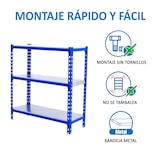 thumbnail of SimonRack Scaffalatura metallica, 900x800x300 mm, 3 livelli, ripiano metallico, 180 kg al punto di flessione, Blu/Zincato - Simonclick