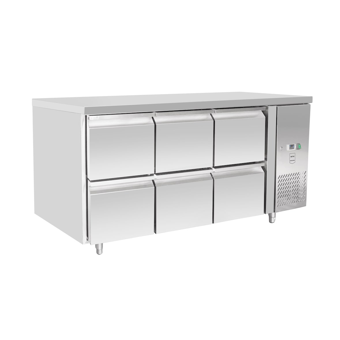 METRO PROFESSIONAL Kühltisch GCC31006D, 179.5 x 70 x 85 cm, 204 L, 6 Schubladen, silber