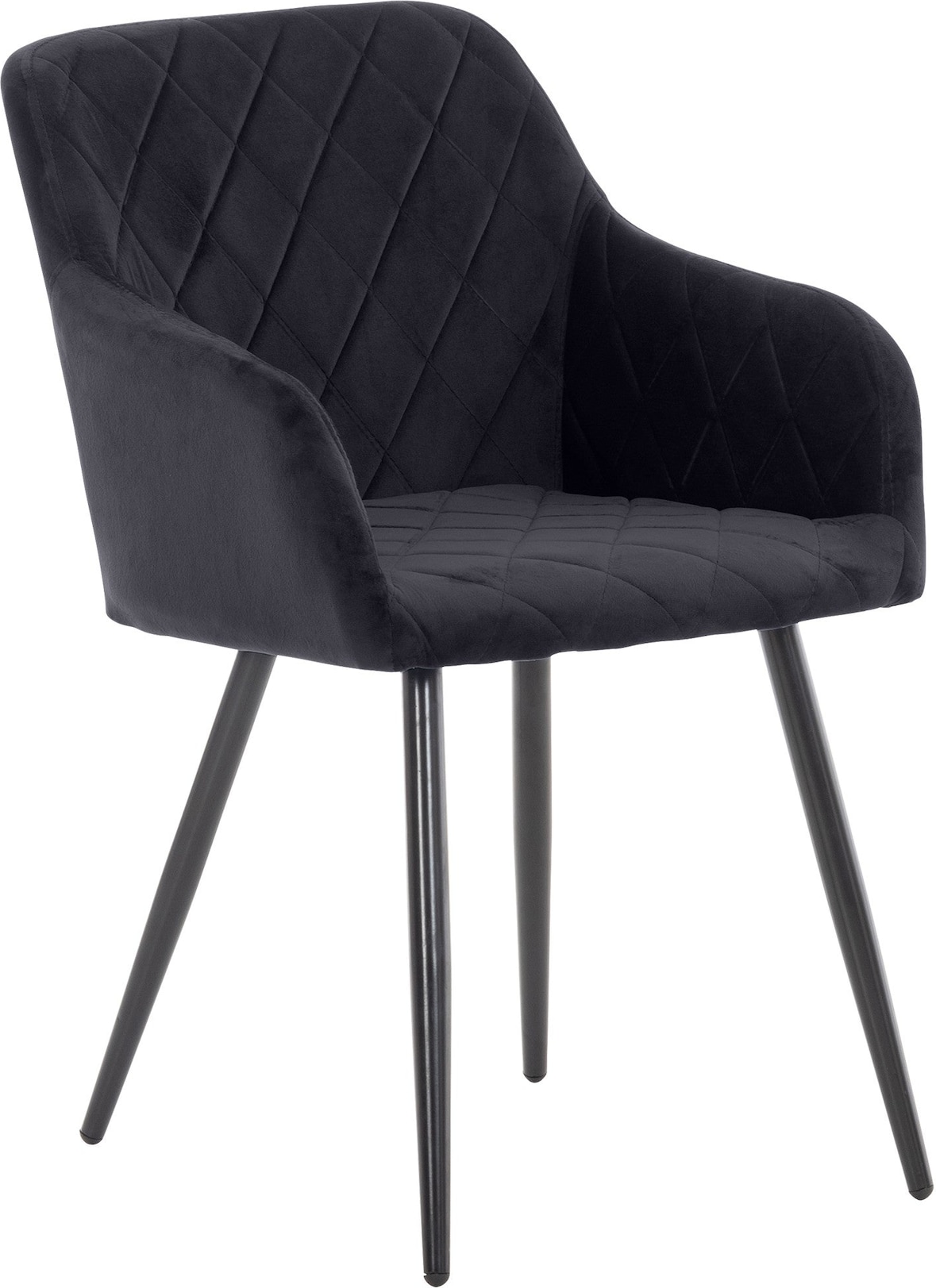 Décoshop26 - Esszimmerstuhl x1 Retro-Design dekorative Rautensteppung schwarzer Samtsitz 10_0007230