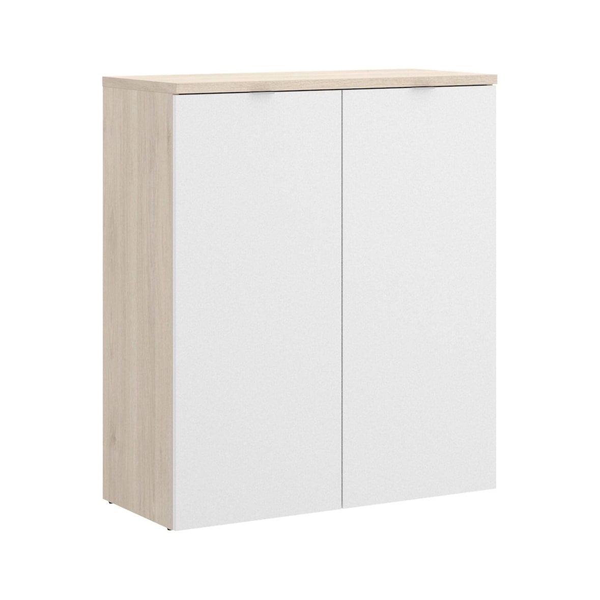 Dmora Mehrzweckschrank Gaviola, niedriger Multifunktionsschrank, Schrank mit 2 Türen, 79 x 40 x 96 cm, Weiß und Eiche