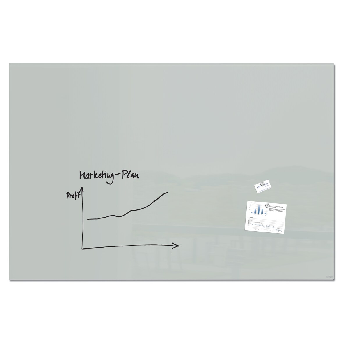 Sigel GL231 Glas-Whiteboard / große Glasmagnettafel Artverum, 180x120 cm, grau