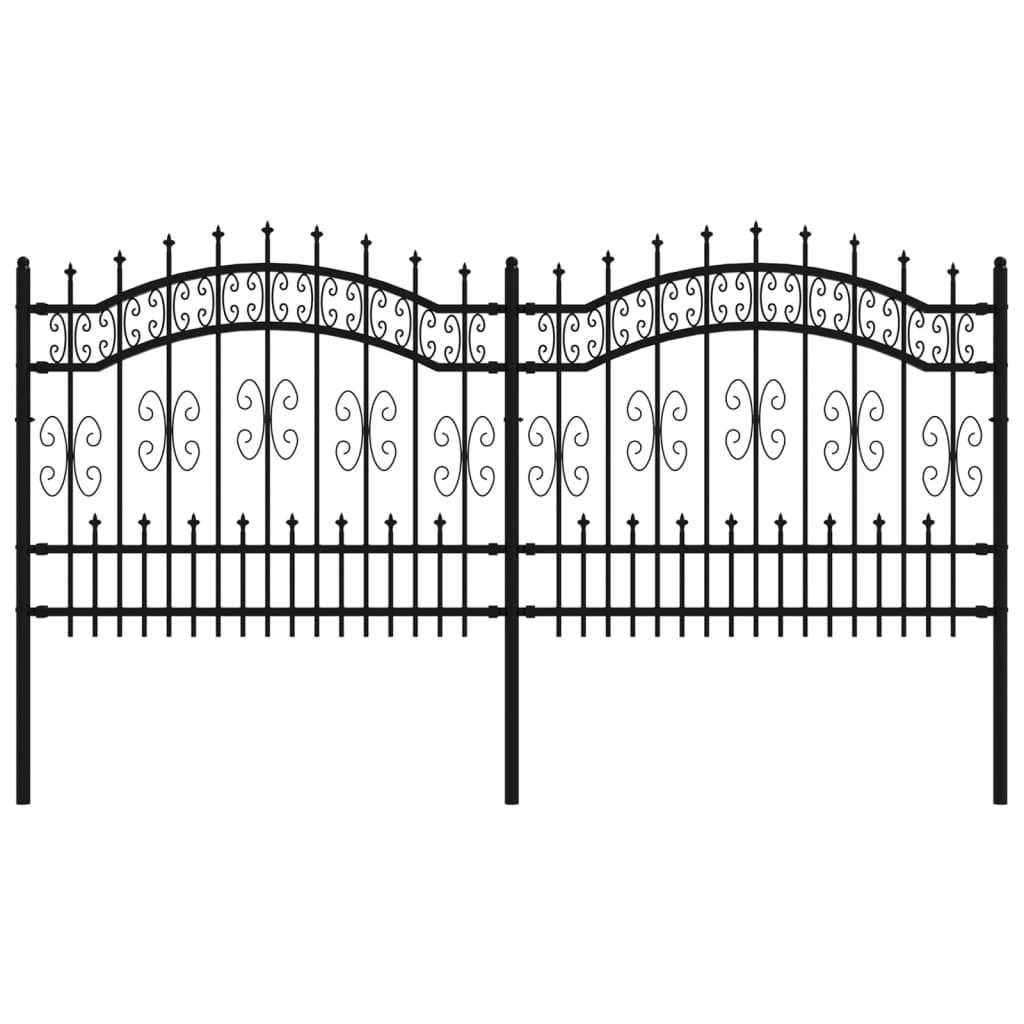 vidaXL Gartenzaun mit Speerspitze Schwarz 240 x 100 cm Pulverbeschichteter Stahl