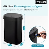 thumbnail of Five Stars® Prullenbak met Sensor - 60 Liter - RVS - Soft Close Deksel - Zwart