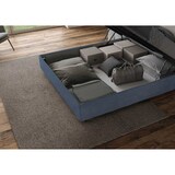 thumbnail of Letto senza rete imbottito 140x190 microfibra blu Agueda