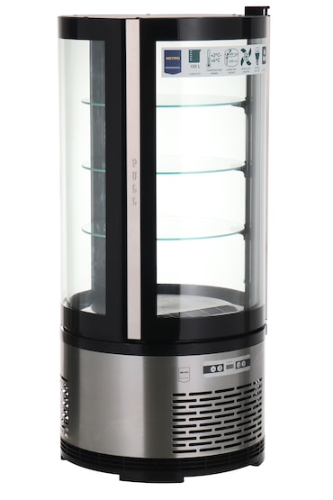 METRO Professional Vetrina panoramica refrigerata GRV1100, Ø 48 x 103 cm, 100 L, argento / nero