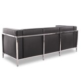 thumbnail of MF - Sofá de 3 lugares, modelo LOBBY, em aço inoxidável, estofado em pele sintética preta. 70 x 183 x 68 cm