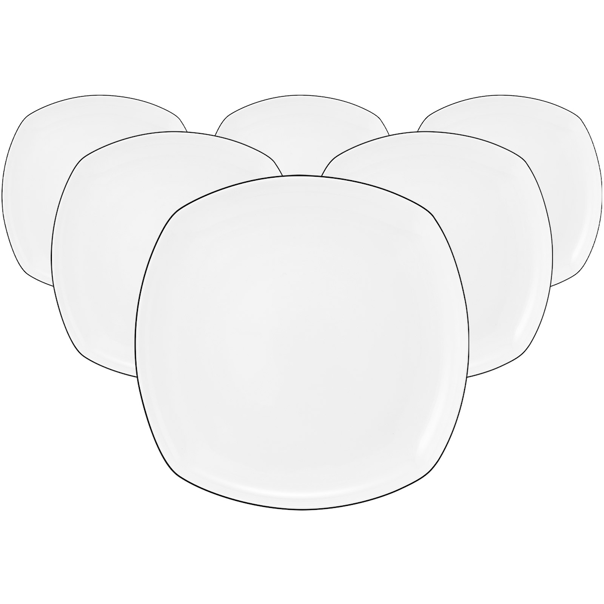 Seltmann Weiden Lido Black Line Speiseteller eckig ø 26 cm 6er Set