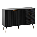 thumbnail of Sideboard 120x80x40 cm Anrichte Schwarz mit Eiche-Dekor, Kommode mit Türen und Schubladen, Kommodenschrank Flurschrank Modern, Standschrank
