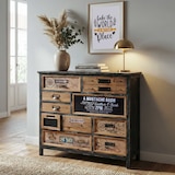 thumbnail of Apotheker-Schrank HWC-A43, Kommode, Tanne Holz massiv Vintage Shabby-Look 90x90x32cm