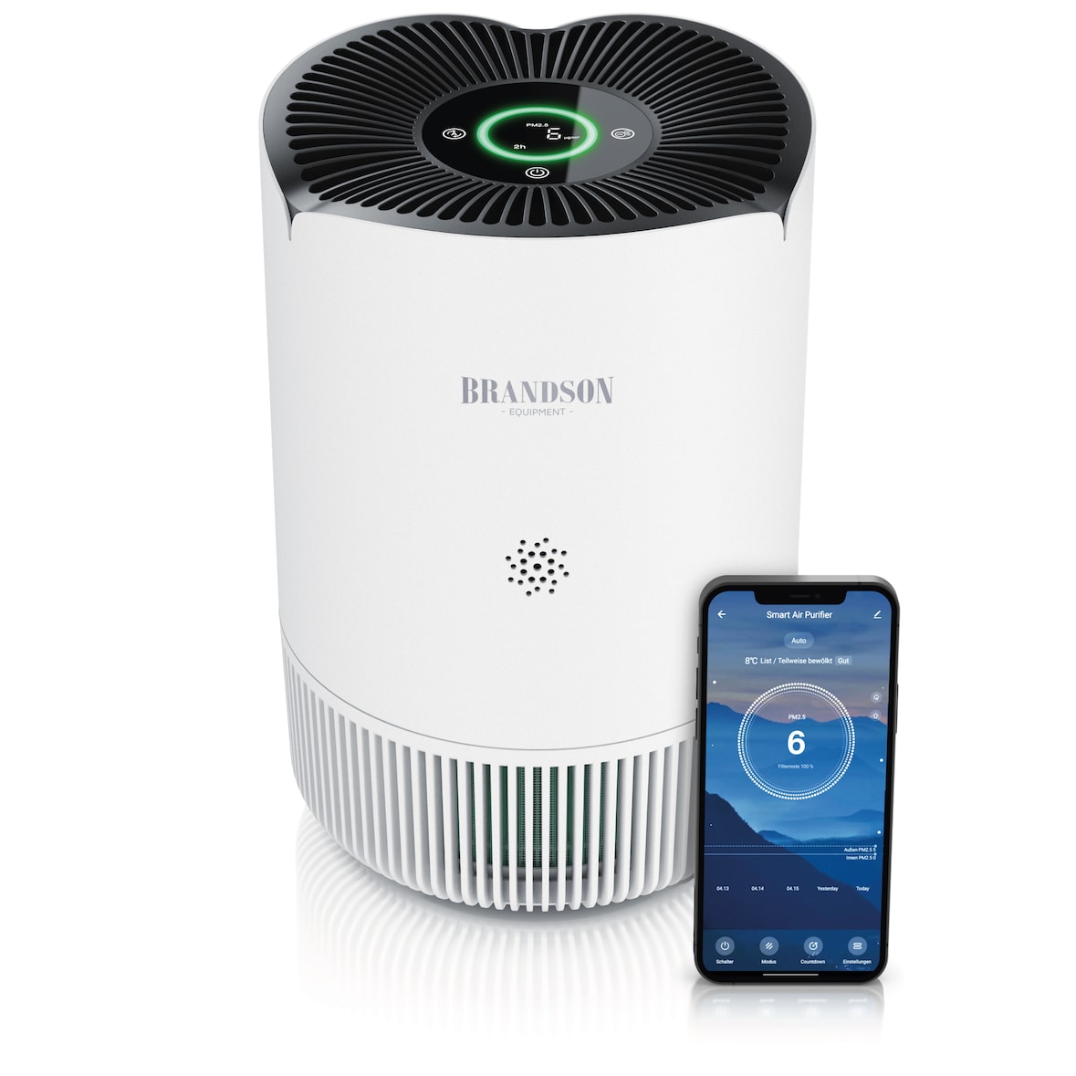 Brandson Luftreiniger HEPA Aktivkohlefilter, Smart Home App, Air Purifier 158 m³/h, Allergiker geeignet, leise, 45 m²