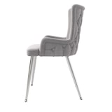 thumbnail of Esszimmerstuhl 2er Set Samt Grau+Silber 85x47x49 cm mit Metallbeinen modern und bequem, vielseitig als Dining und Lounge Stuhl, einfache Montage