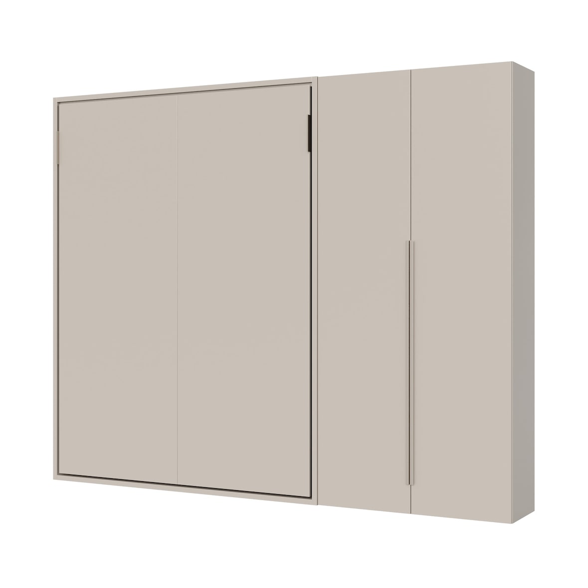 Cama de casal vertical dobrável Versia 160 com guarda-roupa direito de 2 portas Argilla