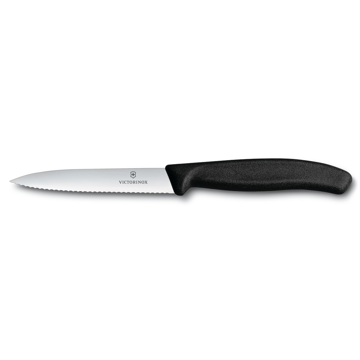 Victorinox Swiss Classic, spelucchino, lama ondulata da 10 cm, manico nero.