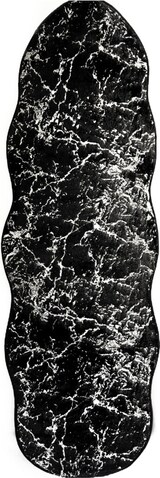 thumbnail of Badematte mit Marmormotiv mit wellige Umrandung Schwarz/Silber