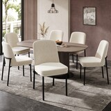 thumbnail of Esszimmerstuhl 6er Set Samt Beige 82x53x43 cm mit schwarzem Metallgestell, dick gepolsterter Sitz, modern minimalistisches Design
