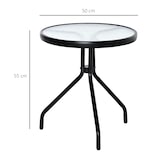 thumbnail of Mesa de Jardín Redonda Mesa de Café Exterior con Tablero de Cristal Decorativo y Marco de Metal para Patio Terraza Balcón Ø50x55 cm