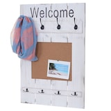 thumbnail of Appendiabiti da parete HWC-C89 con bacheca, pannello appendiabiti, look shabby vintage, 8 ganci 91x60cm ~ bianco, shabby