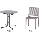 thumbnail of SIENA GARDEN Urban Lights Set 5teilig Lane Stuhl gastrotauglich taupe mit Tisch Sola Ø80