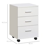thumbnail of Armário de escritório de 3 gavetas com rodas e travão 40x40x61,5 cm Branco