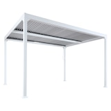 thumbnail of Alu Pergola HWC-L41, Lamellen-Pavillon Terrassenüberdachung, stabiles 8cm-Metall-Gestell 3x3,7m ~ weiß