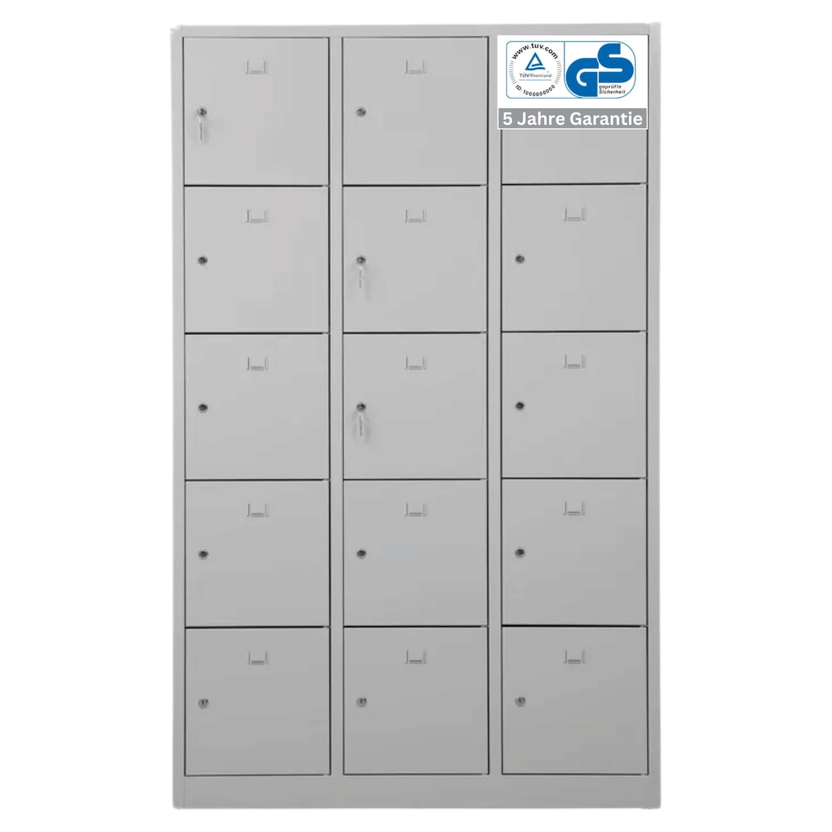 PROREGAL Schließfachschrank Falcon | Large | HxBxT 190x119x45 cm | Zylinderschloss | Grau