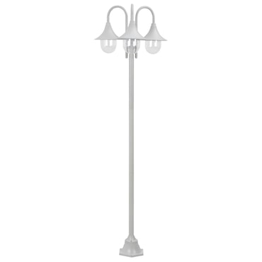 Helloshop26 - Lampadaire de jardin E27 220 cm aluminium 3 lanternes blanc 02_0042540