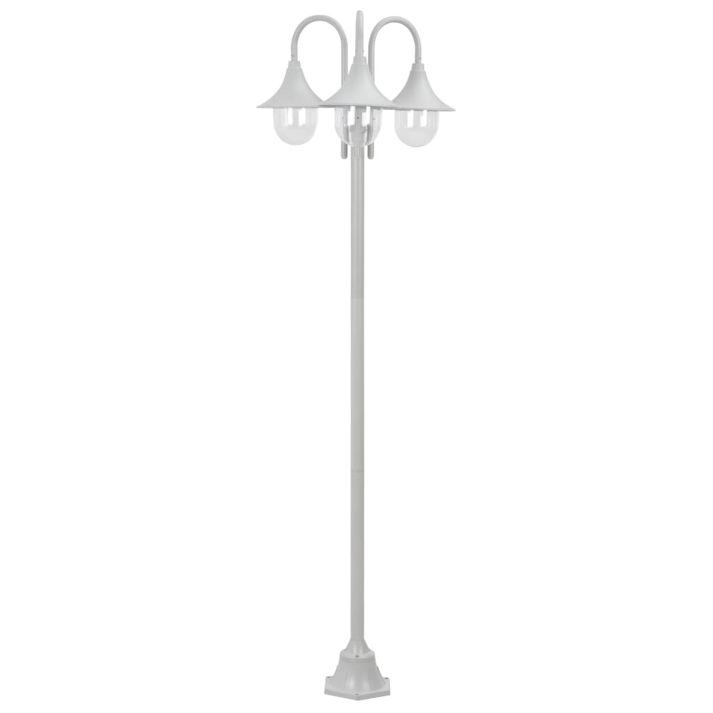 Helloshop26 - Lampadaire de jardin E27 220 cm aluminium 3 lanternes blanc 02_0042540