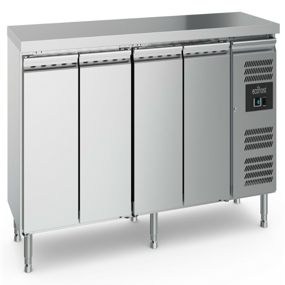 GROJU Gastro Edelstahl Kühltisch Kühltheke 4 Türen 2230x700x850mm 553l 1/1GN +2/+8°C