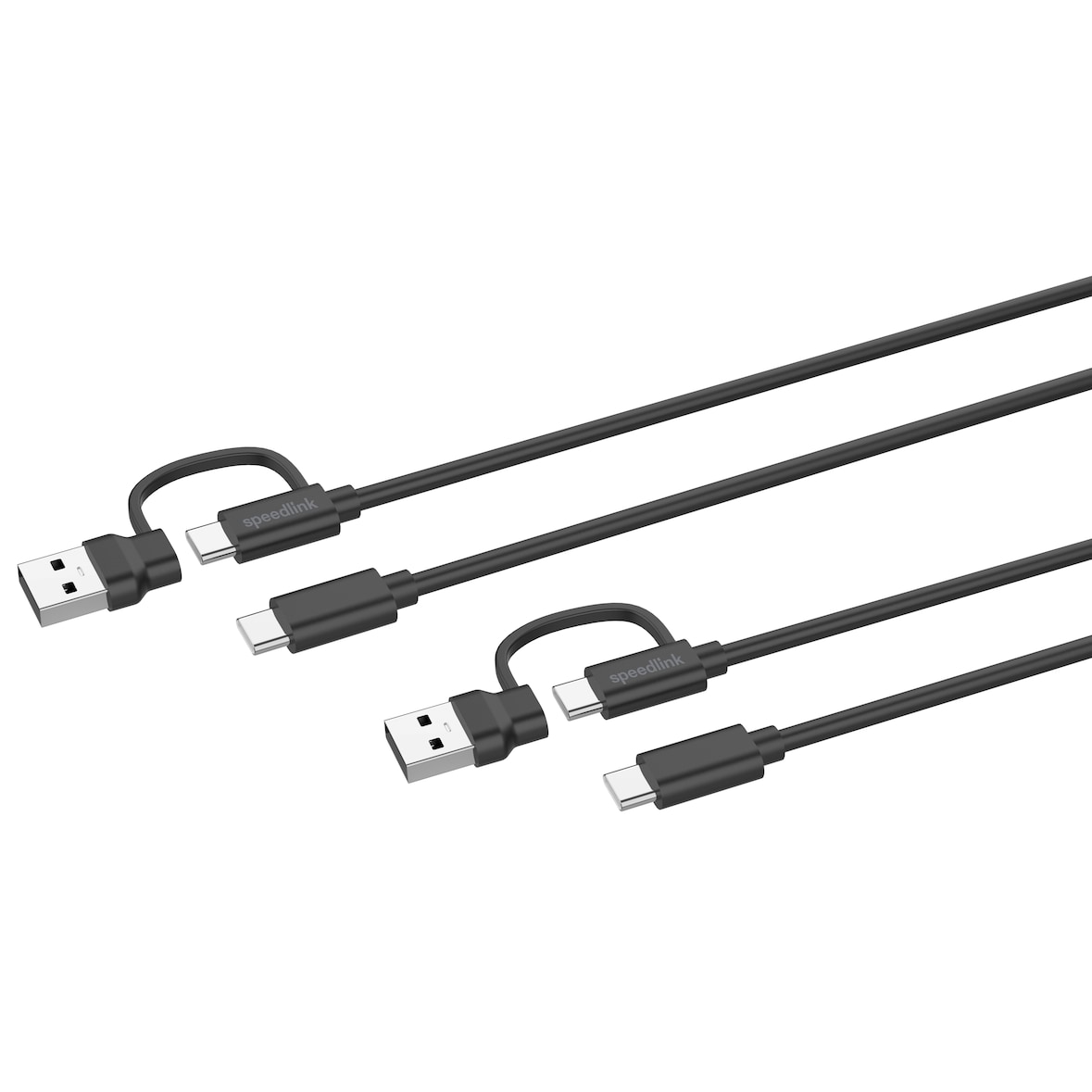 Speedlink STREAM Play & Charge USB-C/A to USB-C Cable Set - for PS5/Xbox Series X/S/Switch 2/Switch/OLED/Lite, black