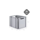 thumbnail of PROREGAL SuperSparSet 4x Eurobox NextGen Grip mit Auflagedeckel & 4 grünen Verschlüssen, HxBxT 32x30x40cm, 30L, Grau, Griffe offen, Eurobehälter