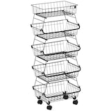 thumbnail of HOMCOM Fruteira Cesto para Frutas de 4 Níveis com Rodas Carrinho de Armazenamento de Aço Empilhável 40x28x97cm Preto