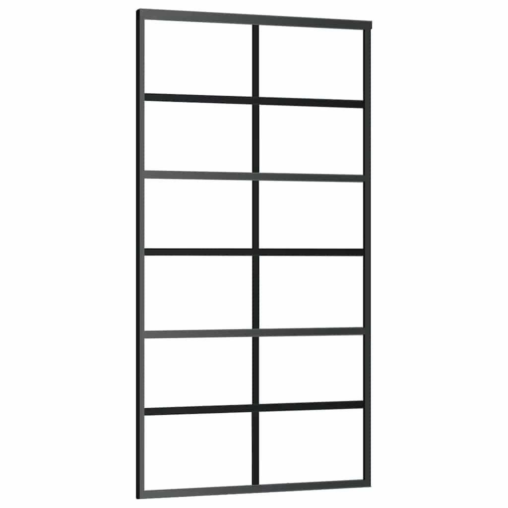 vidaXL Schiebetür ESG-Glas und Aluminium 102x205 cm Schwarz