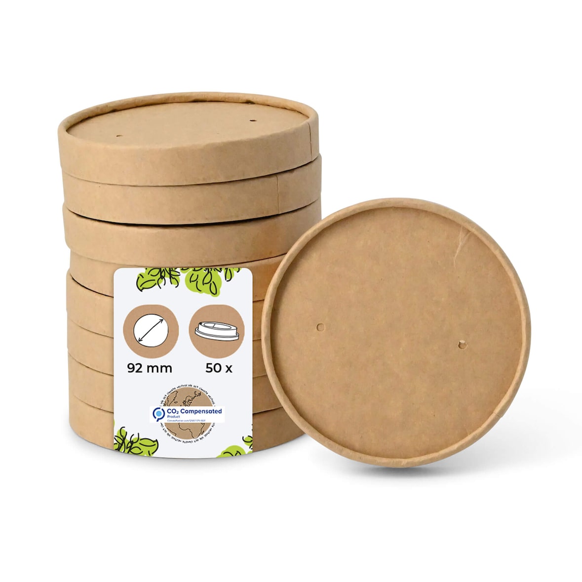 BIOZOYG Pappdeckel Eisbecher 50 Stück Ø 92 mm Braun  Deckel für Eisbecher Beschichtet Einweg  Kartondeckel Einwegdeckel Pappbecher to go Takeaway
