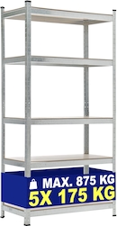 Scaffale Pesante 8 Ripiani In Acciaio Zincato E MDF – Capacità 720 Kg, 40x40x180 Cm, Montaggio Senza Viti