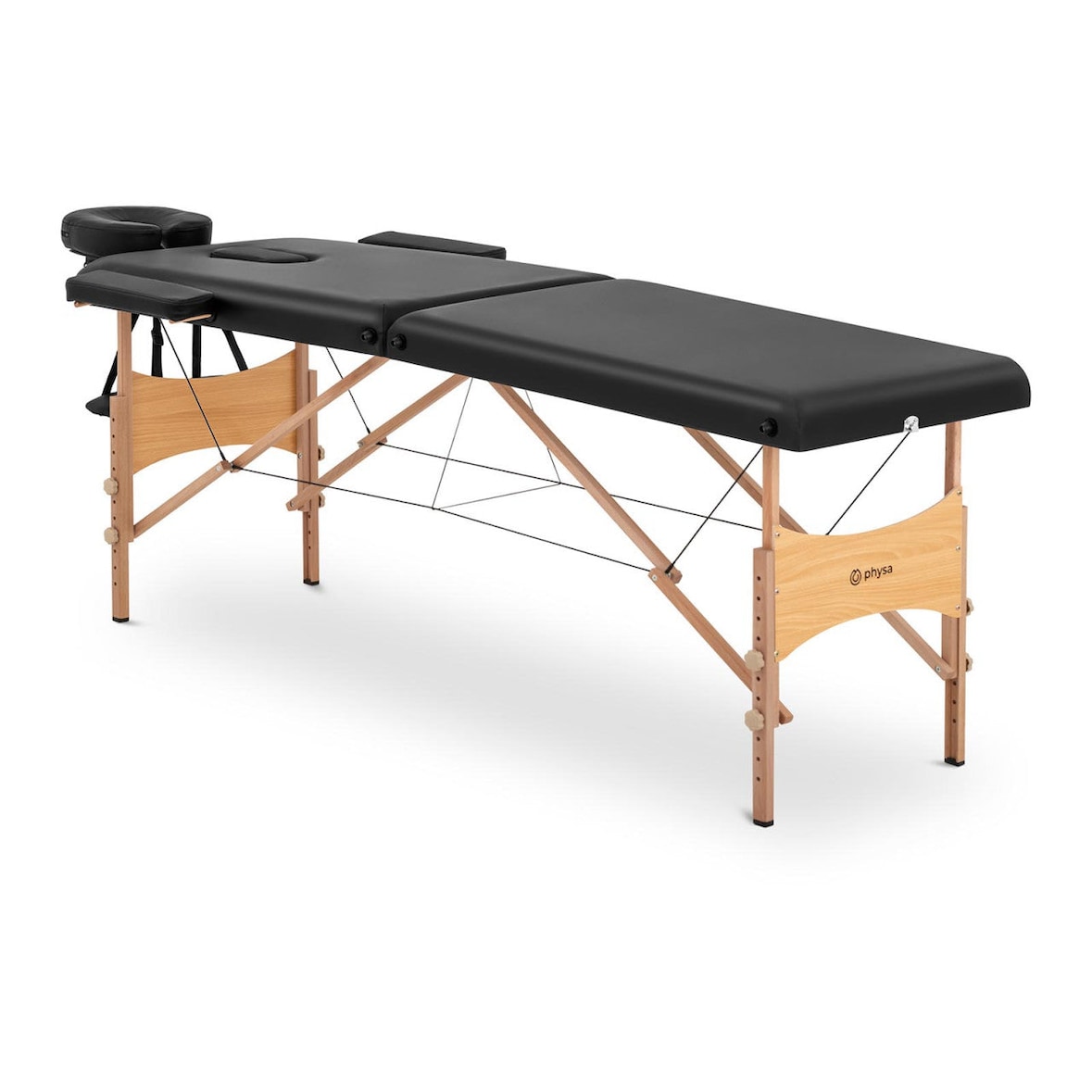 Helloshop26 - Professionele opklapbare massagetafel draagbaar houten bed mobiele woninginrichting zwart beuken PVC 227 kg/cm² 14_0003640
