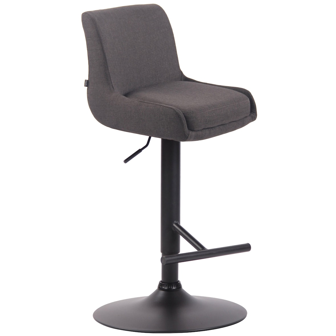 Décoshop26 - Tabouret de bar avec repose-pied design moderne en tissu gris foncé pieds en métal noir mat TDB10440